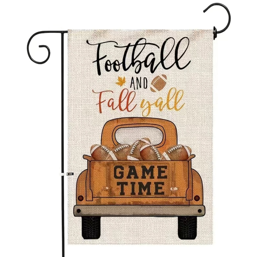 Football and Fall Yβall Truck Game Time Autumn Garden Flag